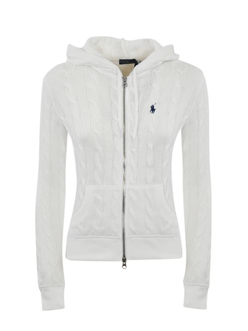 Felpa a trecce in cotone Bianco con logo POLO RALPH LAUREN | 211959124002